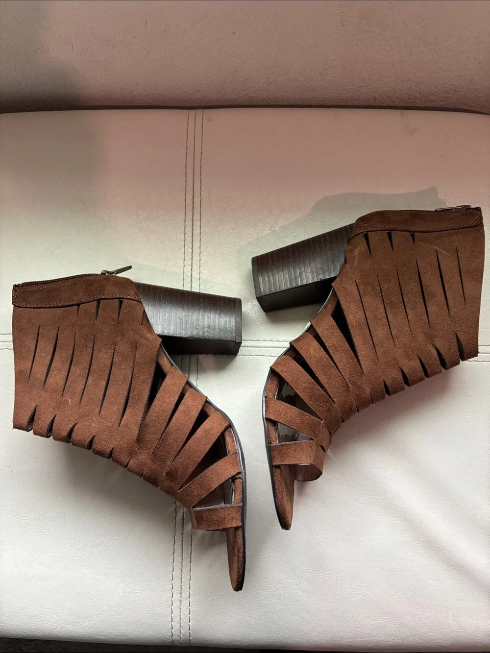 Carlos by Carlos Santana Brown Strappy Cutout Heeled Sandals